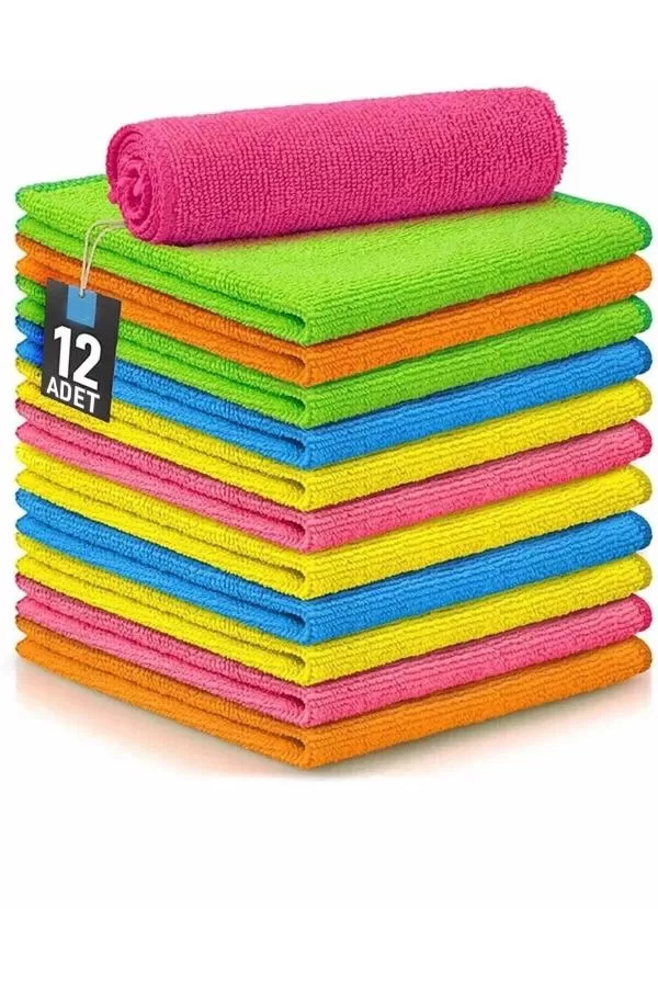 12Li Mikrofiber Temizlik Bezi Çok Renkli