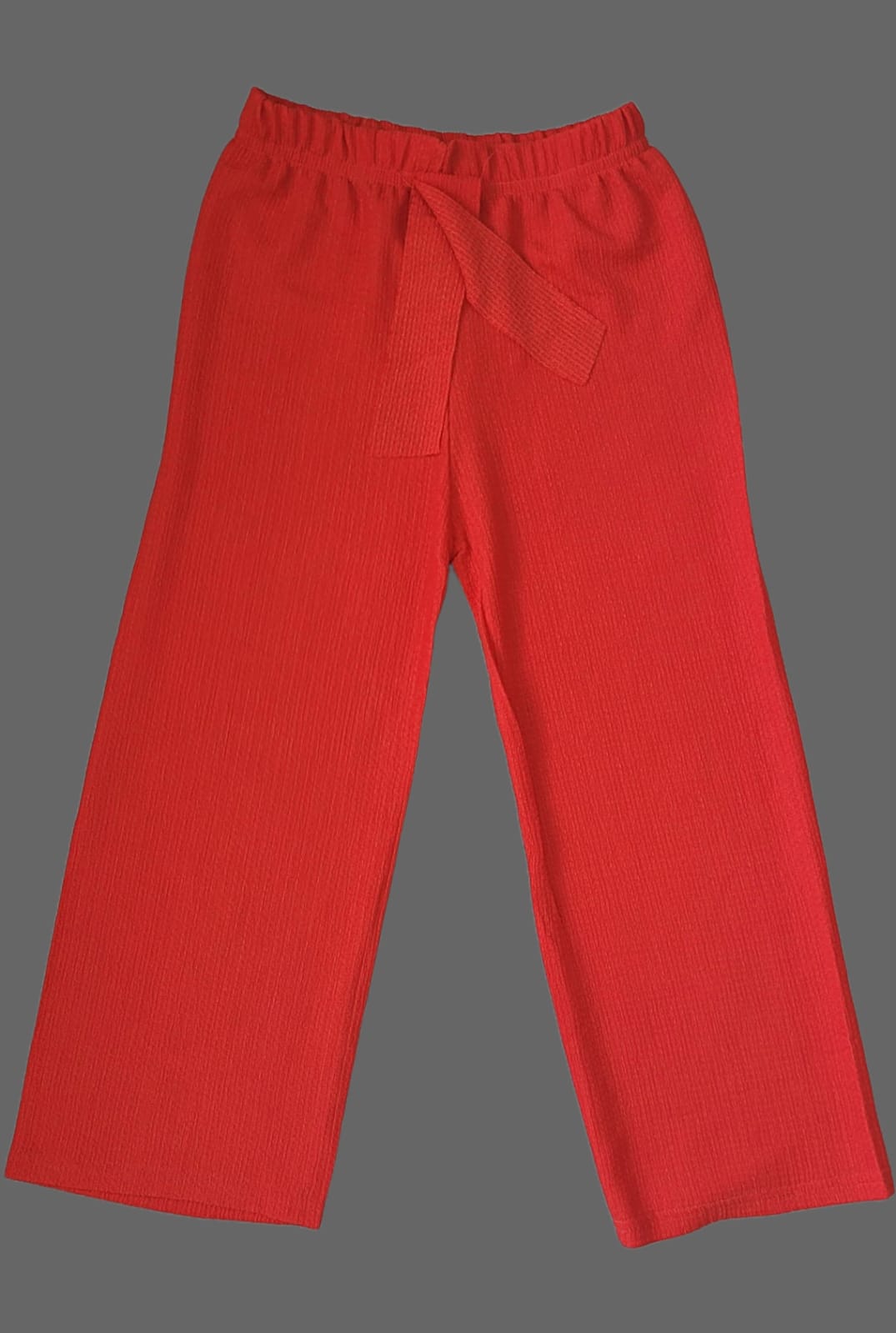 Kız Çocuk Wide Leg Geniş Bol Paça Beli Lastikli Bürümcük Pantolon Yazlık İnce Nar Çiçeği
