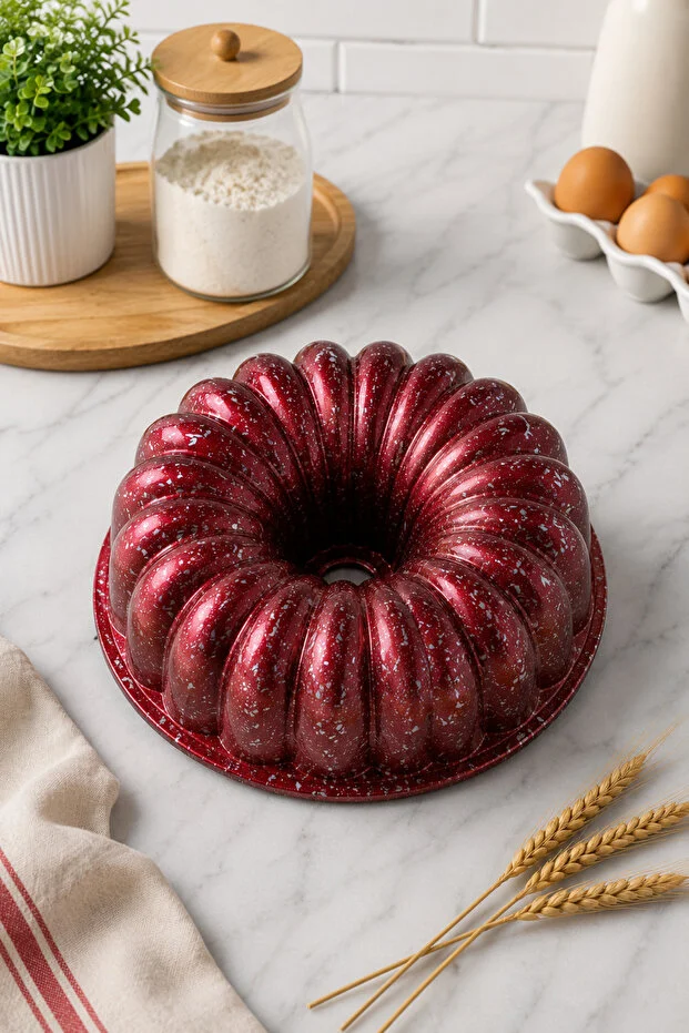 Döküm Granit Kek Kalıbı 24 Cm Bordo