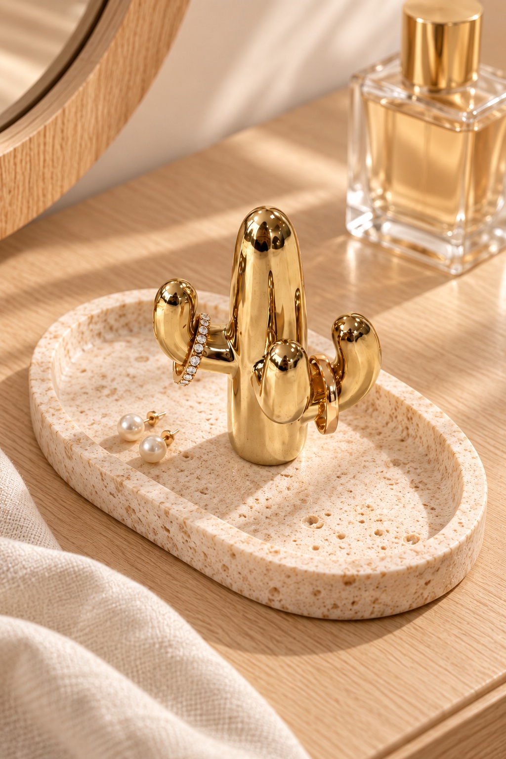 Gold Kaktüs Figürlü Dekoratif Yüzüklük 10 cm Gold