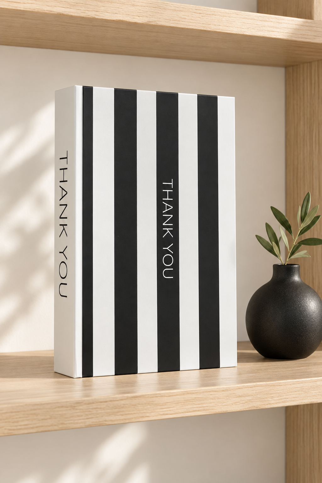 Kitap Görünümlü Dekoratif Obje - Şık Kapak Tasarımlı Sehpa ve Kitaplık Süsü 27 x 18 x 5 cm Şerit