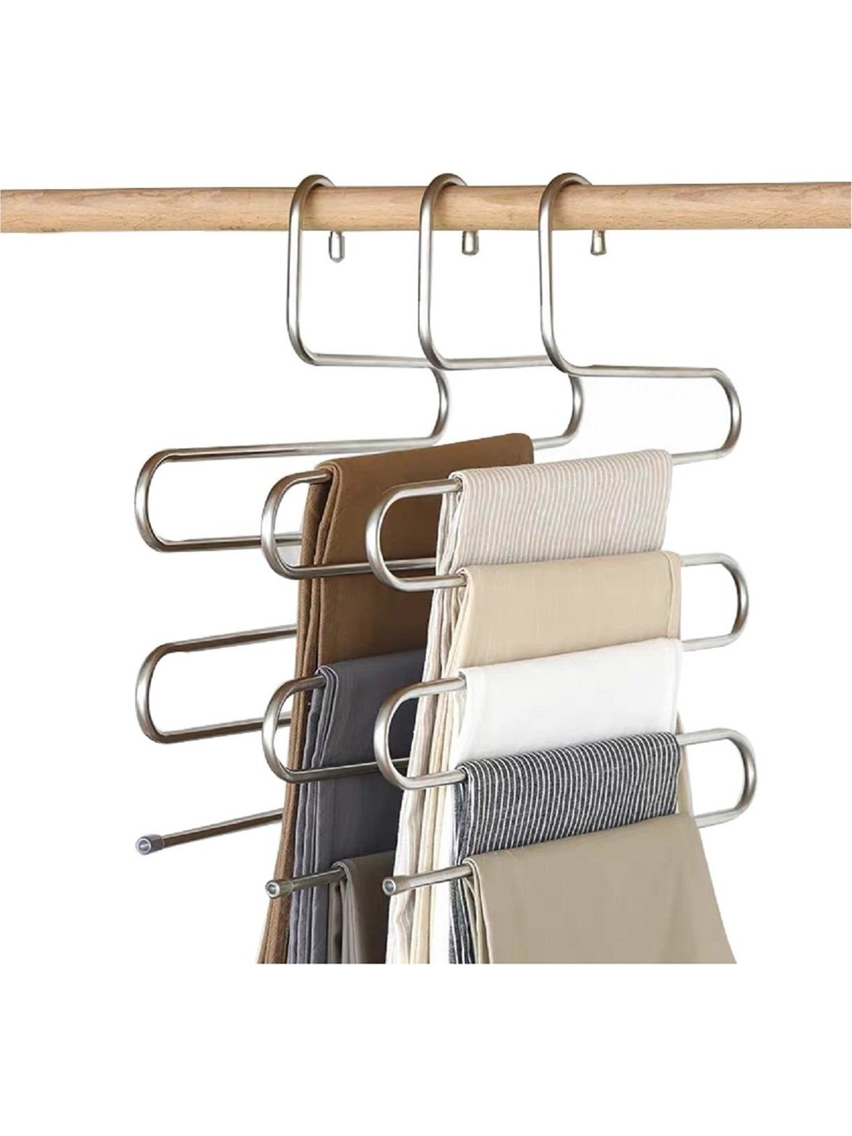 3 Adet Metal Pantolon Şal Eşarp Askısı Gri