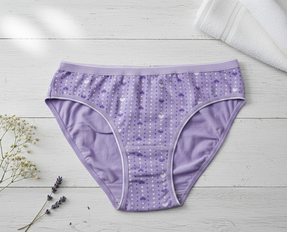 Lavanta Moru Desenli Kadın Pamuklu Slip Mor