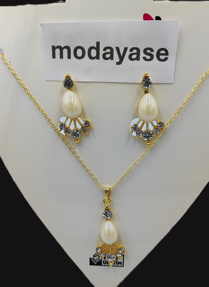 Taşlı Kolye Küpe İkili Düğün Nişan takımları 19
