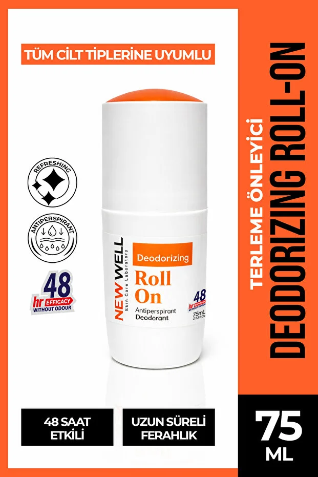 New Well Deodorizing Roll On Terleme Önleyici Koltuk Altı Roll On  75 ML orange