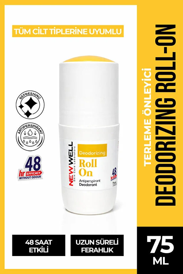 New Well Deodorizing Roll On Terleme Önleyici Koltuk Altı Roll On  75 ML sarı