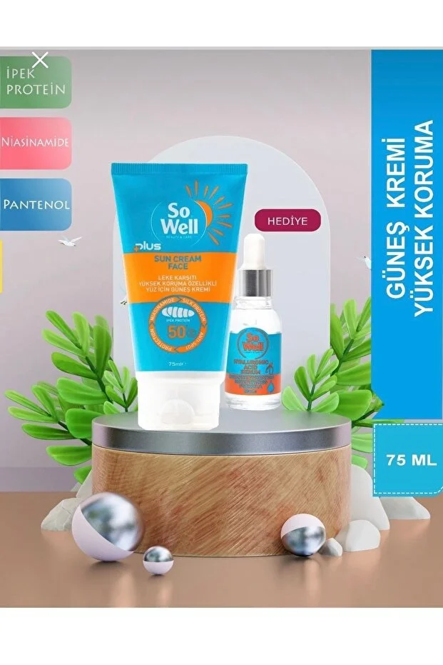 SO WELL LEKE KARŞITI YÜKSEK KORUMA YÜZ GÜNEŞ KREMİ+HYALURONIC ACID SERUM HEDİYELİ 1