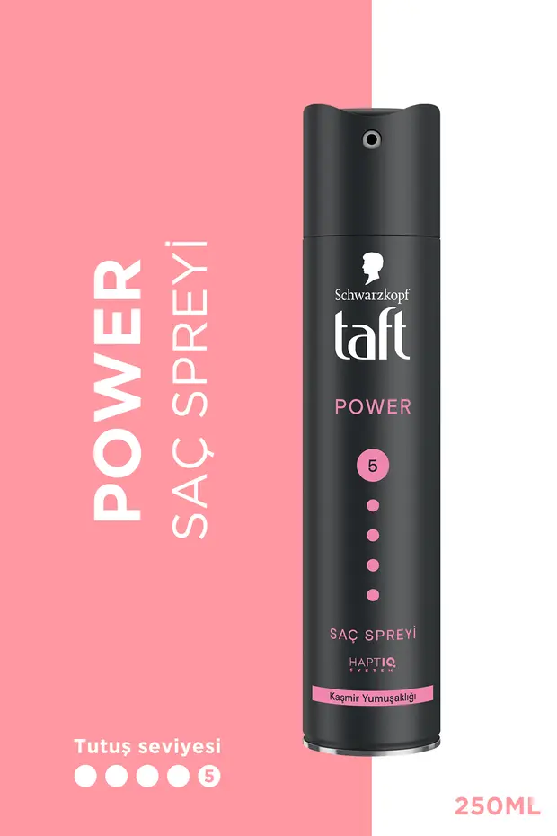 Taft Power Saç Spreyi 250ml - Kaşmir Yumuşaklığı ve Mega Güç SİYAH