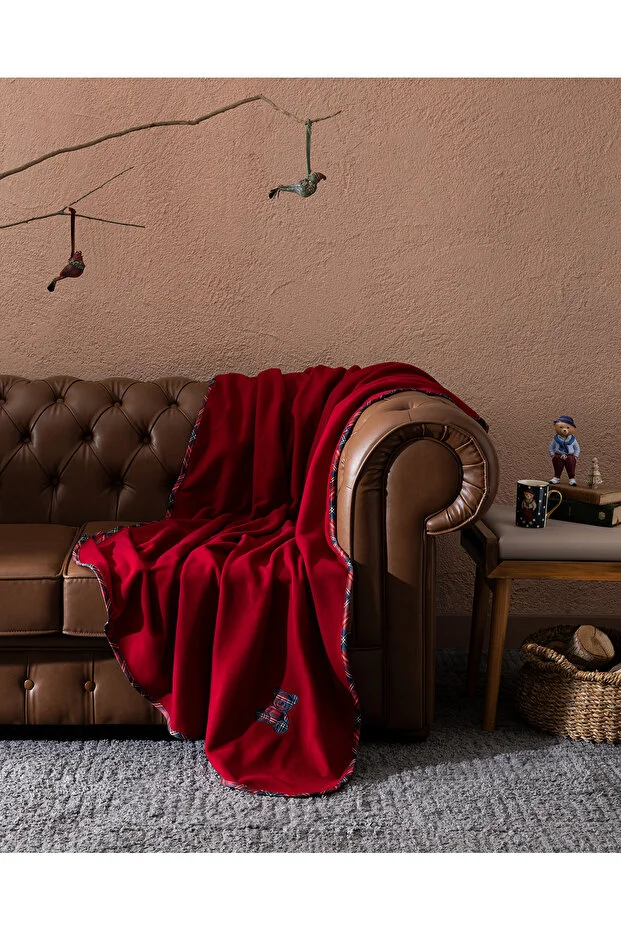 Coco Tanise Koltuk Şalı Polar 130x170 cm Bordo