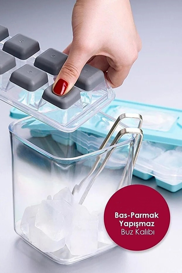 Baroness 12 Bölmeli Yapışmaz Silikon Bas Çıkar Buzluk Buz Kalıbı Renkli