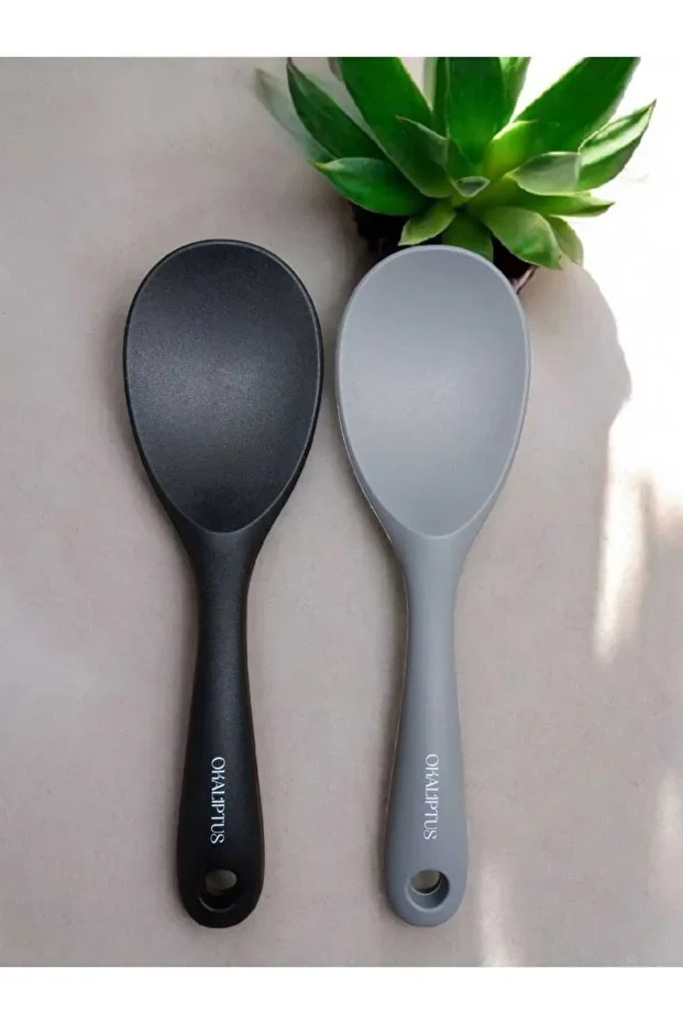 2 Adet Ultra Sert Uçlu Silikon Pilav Kaşığı Yüksek Isıya Dayanıklı Yanmaz Yapışmaz 22 cm Renkli
