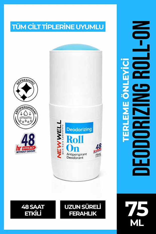 New Well Deodorizing Roll On Terleme Önleyici Koltuk Altı Roll On  75 ML mavi
