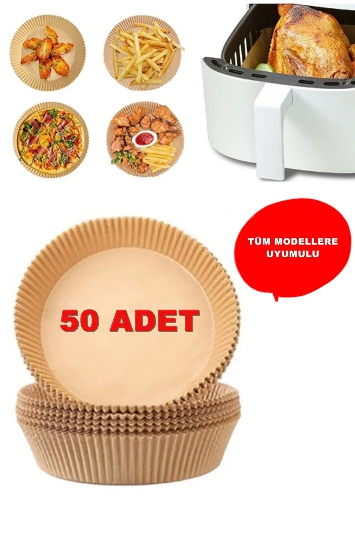 50 Adet Airfryer Pişirme Kağıdı Yuvarlak Model Taba