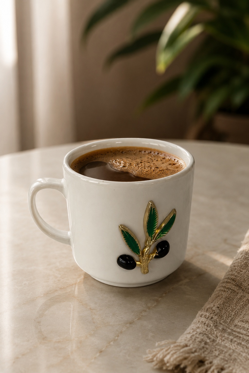 Desenli Kahve Çay Kupası Seramik Kupa 3