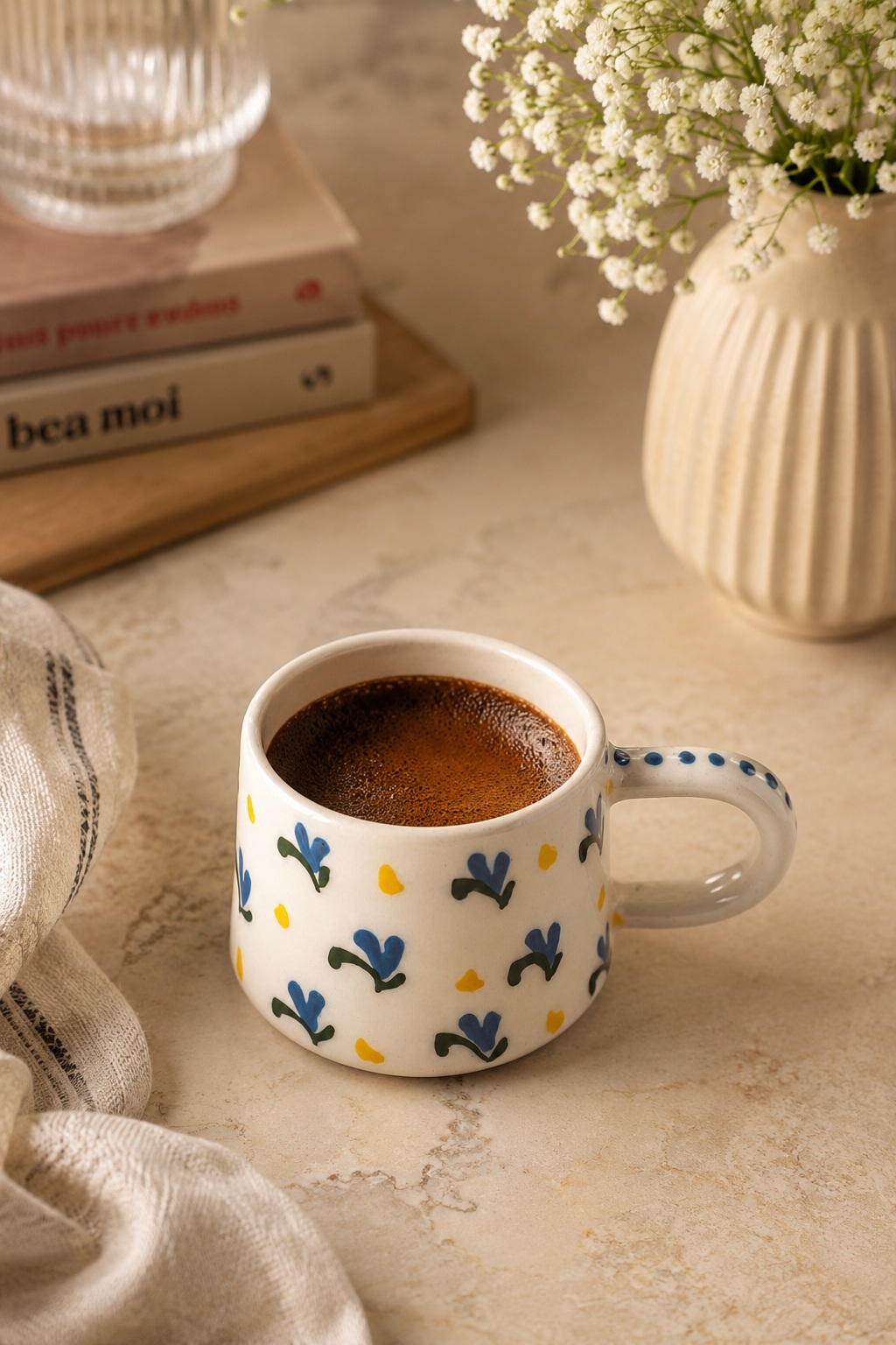 Desenli Kahve Çay Kupası Seramik Kupa 6