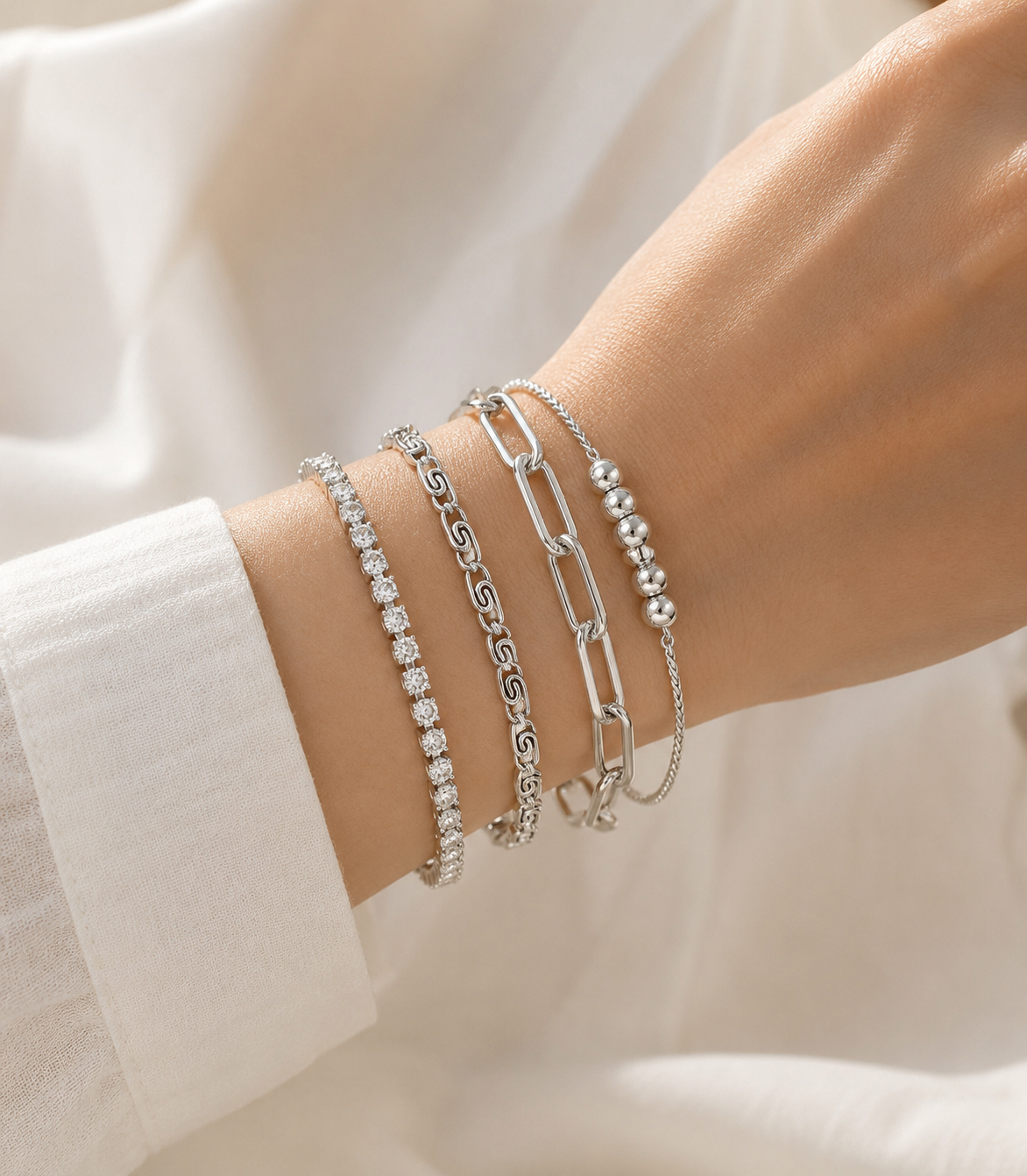 Bileklik 4 lü set Gümüş