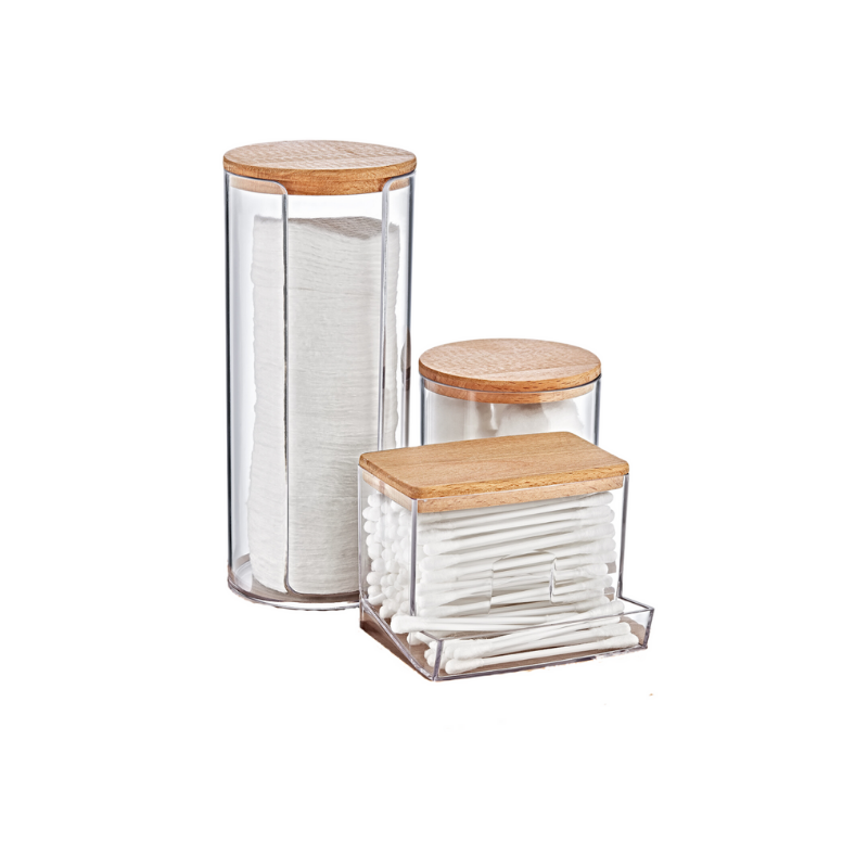 Box Up Ahşap Kapaklı Görünümlü 3'lü Organizer Seti -diamond- Şık Makyaj Organizer 1