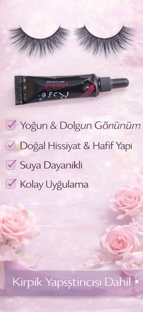 Takma Kirpik Ve Yapıştırıcı Bir Arada siyah