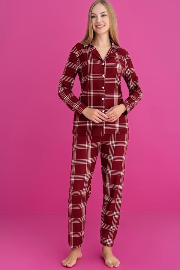 Düğmeli Süet Pijama Takımı D6