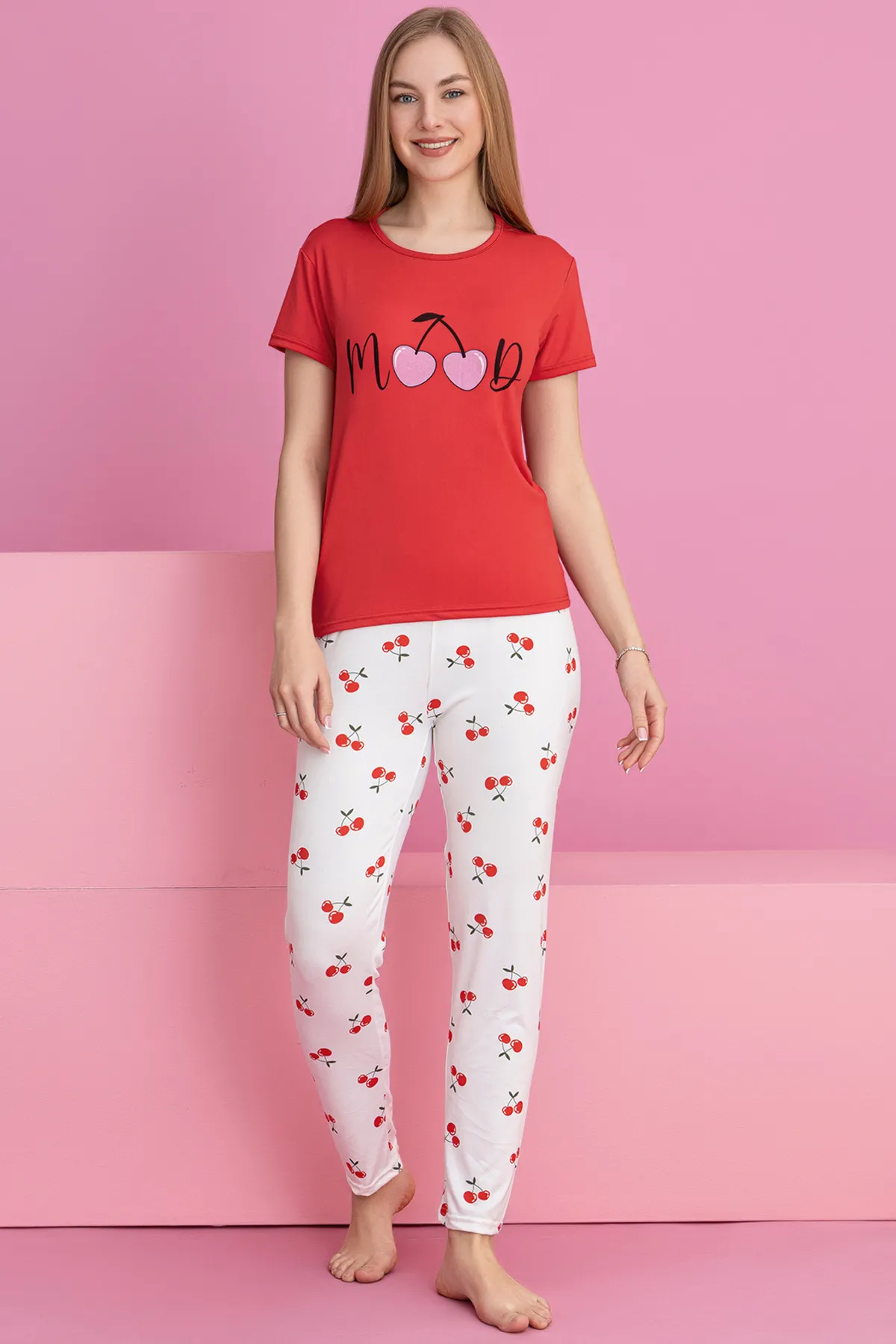 Baskılı Kadın Pijama Takımı Pijama Takımı-2
