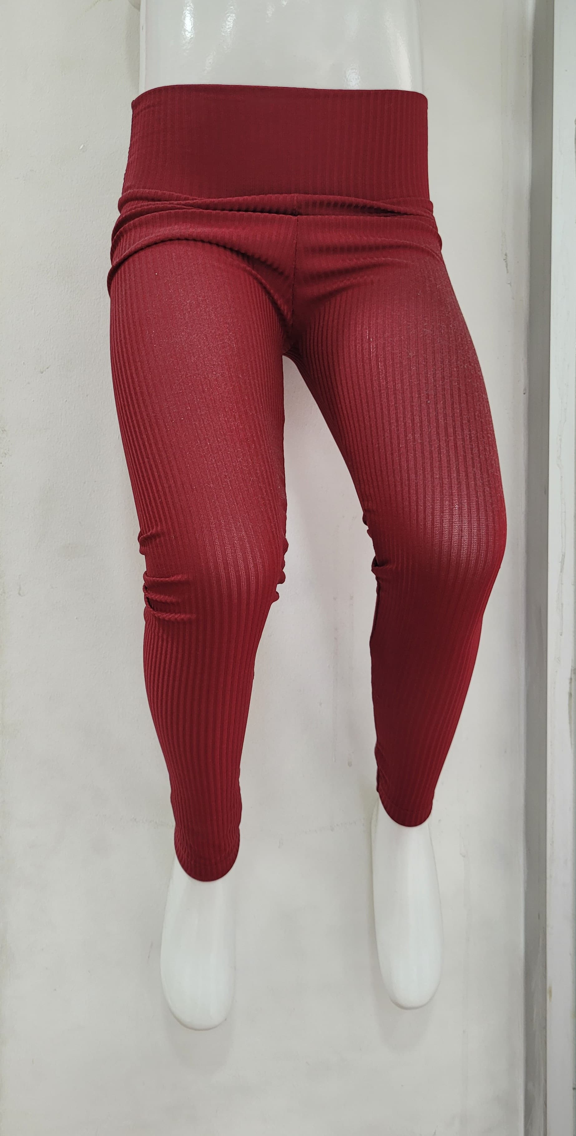 Fitilli Kız Çocuk Düz Renk Dar Paça Lastikli Tayt Bordo