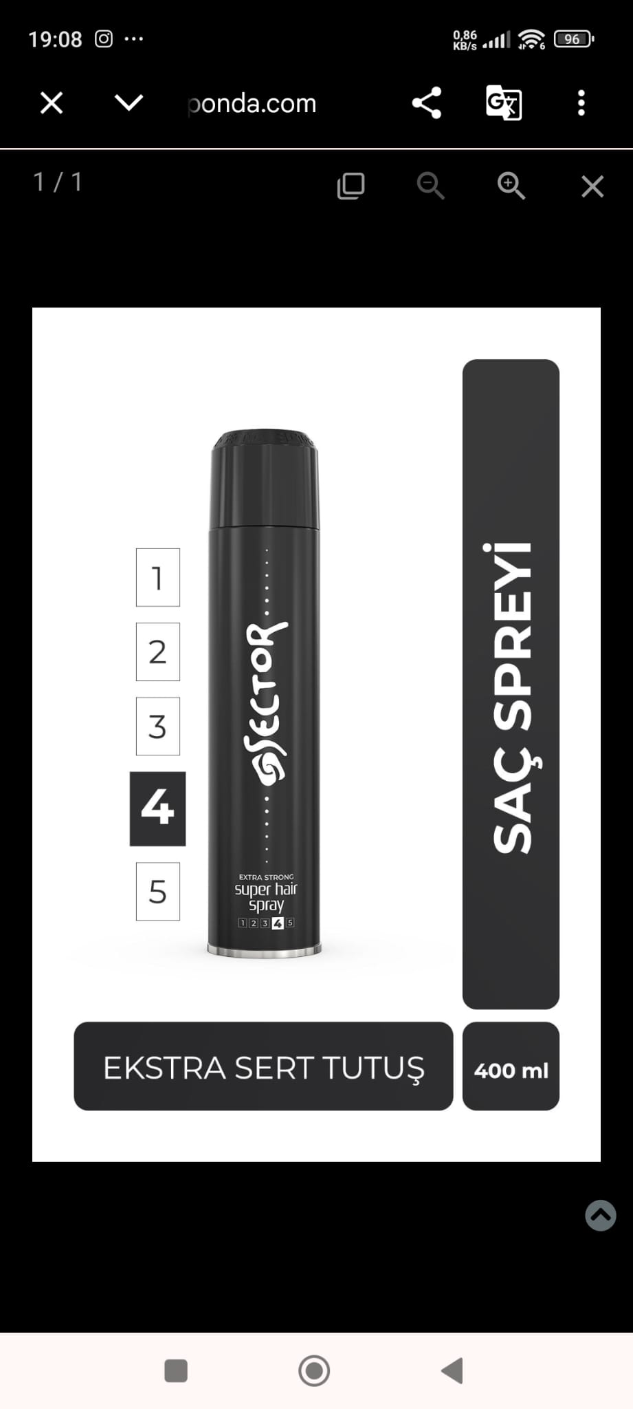 Sector Saç Spreyi Ultra Strong 400ml SİYAH