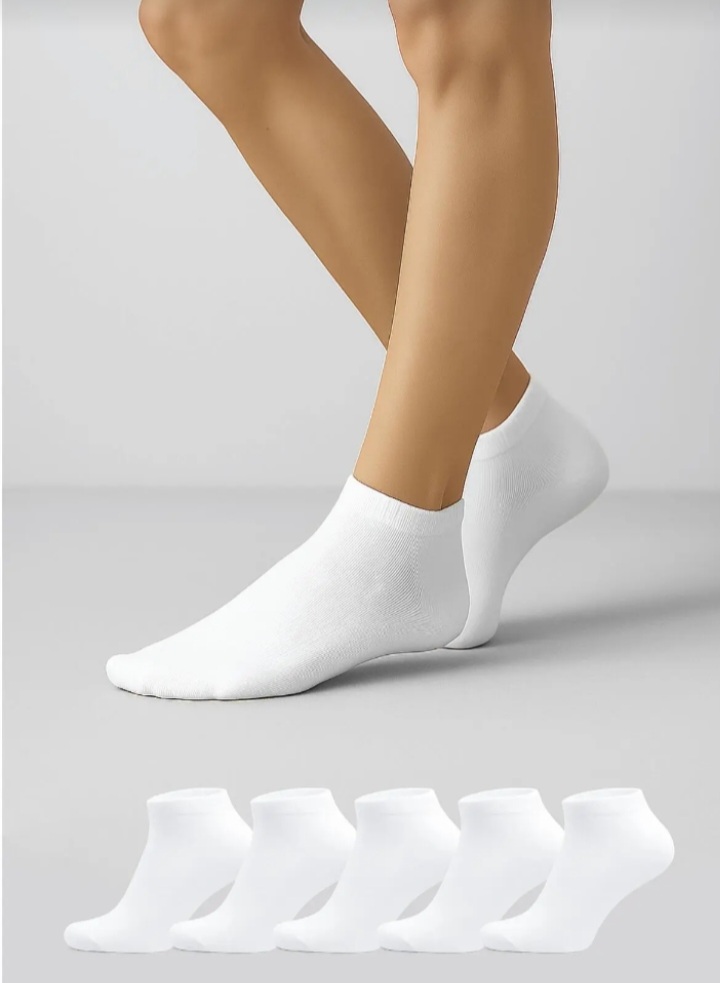 Minimal  Modern Ultra Soft Penye Dokulu 5 li Çift  Patik Çorap Seti Beyaz