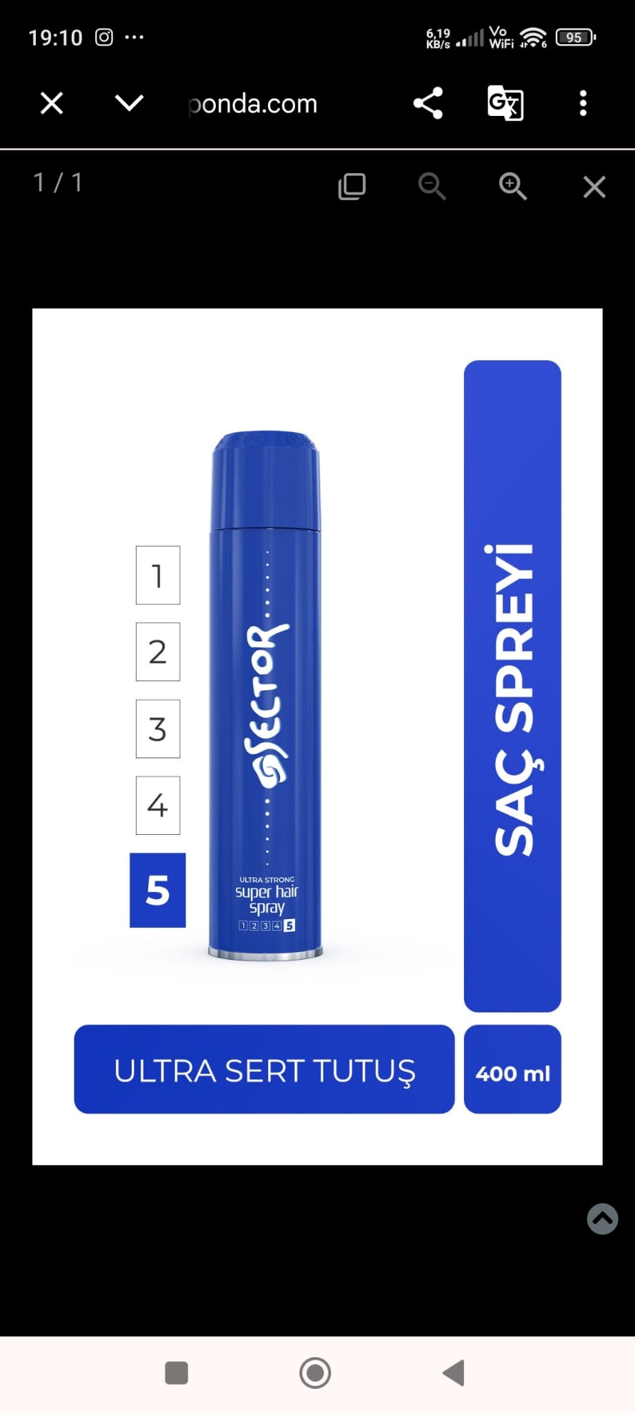 Sector Saç Spreyi Ultra Strong 400ml MAVİ