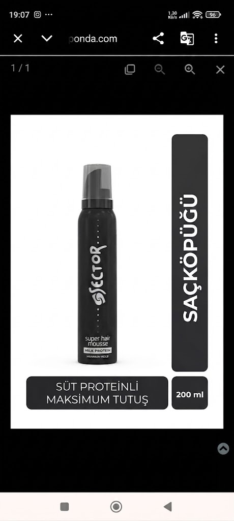 Sector Proteinli Saç Köpüğü 200 ml SİYAH