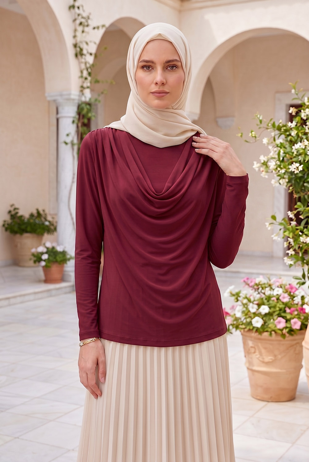 Degaje Yaka Kadın Sandy Bluz Bordo