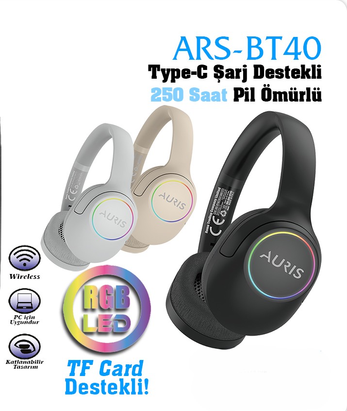 Auris BT40 Kulaküstü Bluetooth Kulaklık siyah