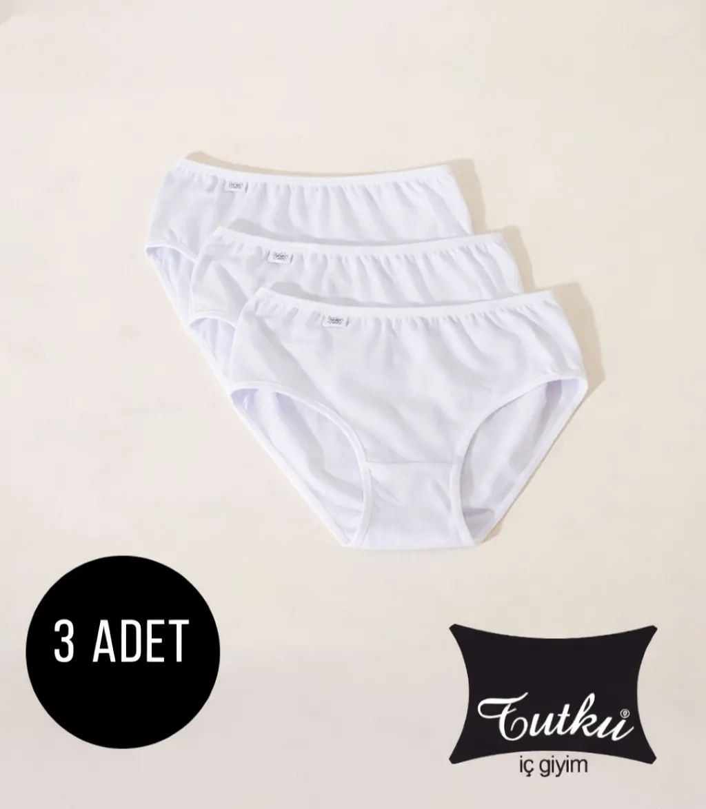 Tutku Kadın Beyaz Likralı Bato Külot 3lü Paket Beyaz