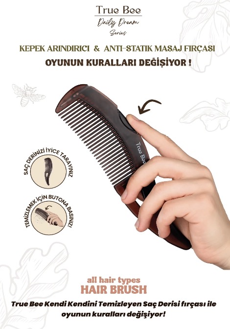 Kepek kaldırma ve anti statik masaj tarağı Gold