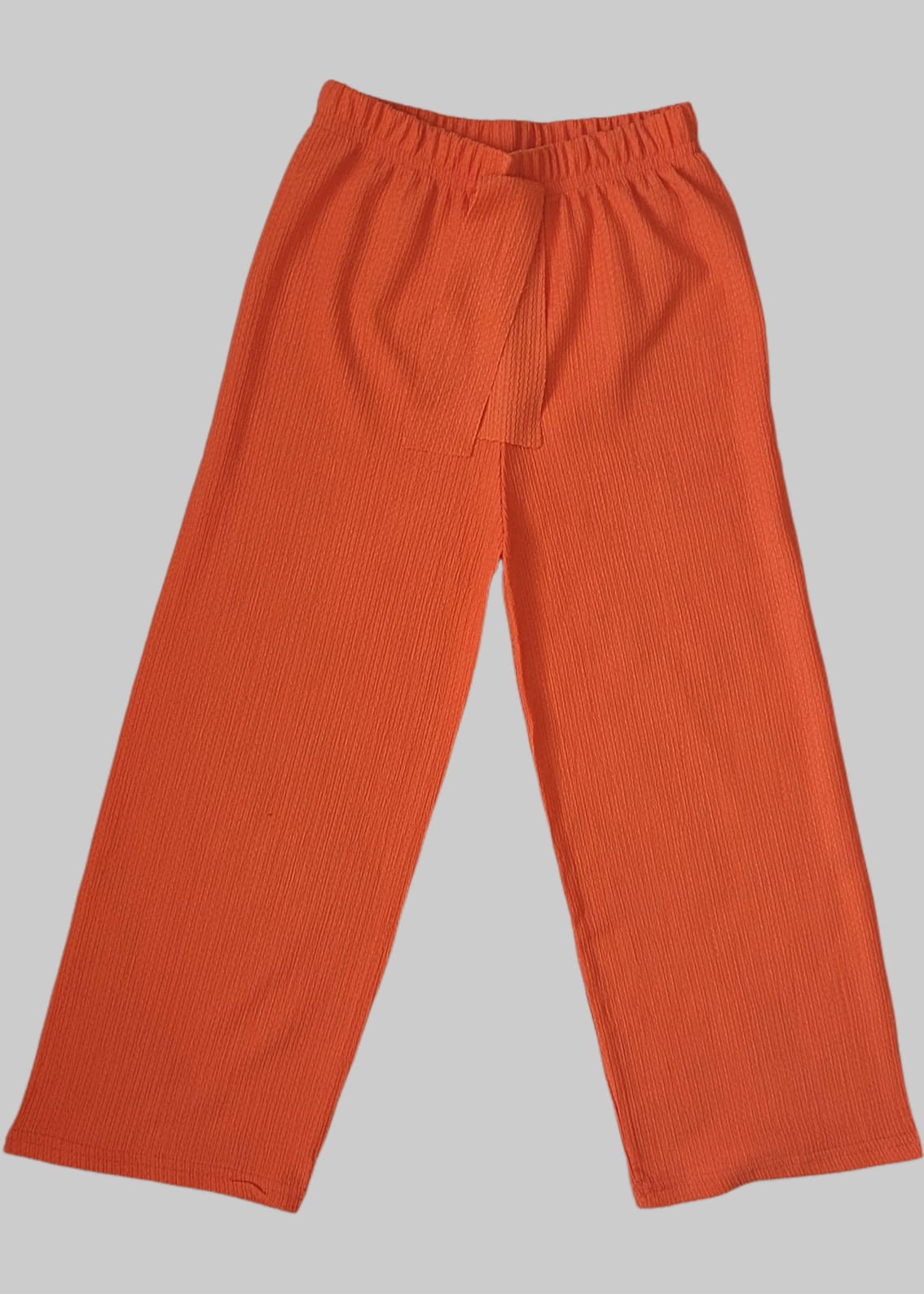Kız Çocuk Wide Leg Geniş Bol Paça Beli Lastikli Bürümcük Pantolon Yazlık İnce Turuncu