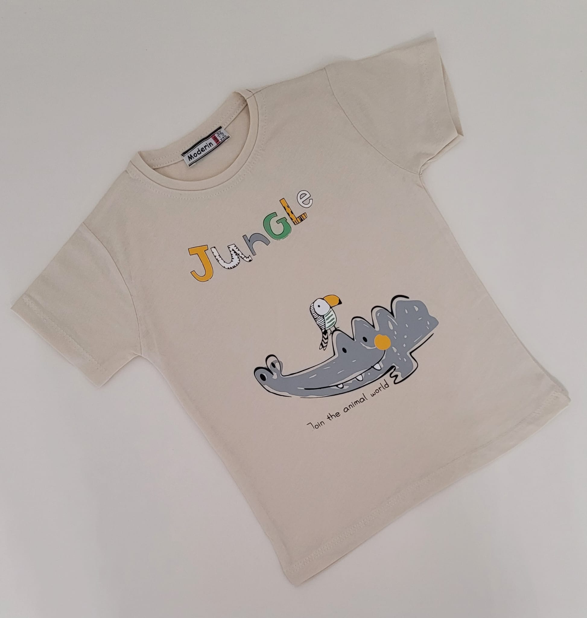 Jungle Bisiklet Yaka Tişört Taş