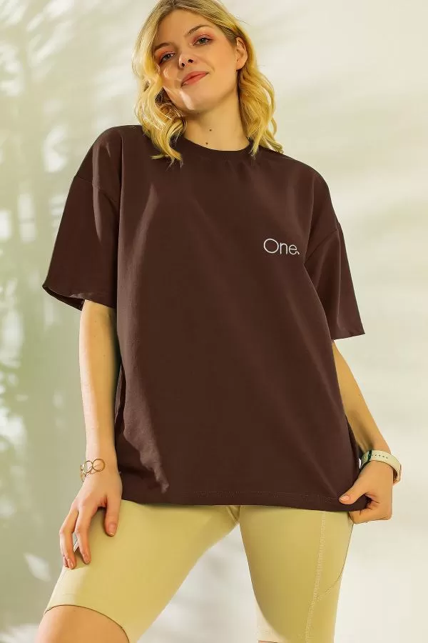 one-nakisli-oversize-t-shirt-kahverengi-19692.webp