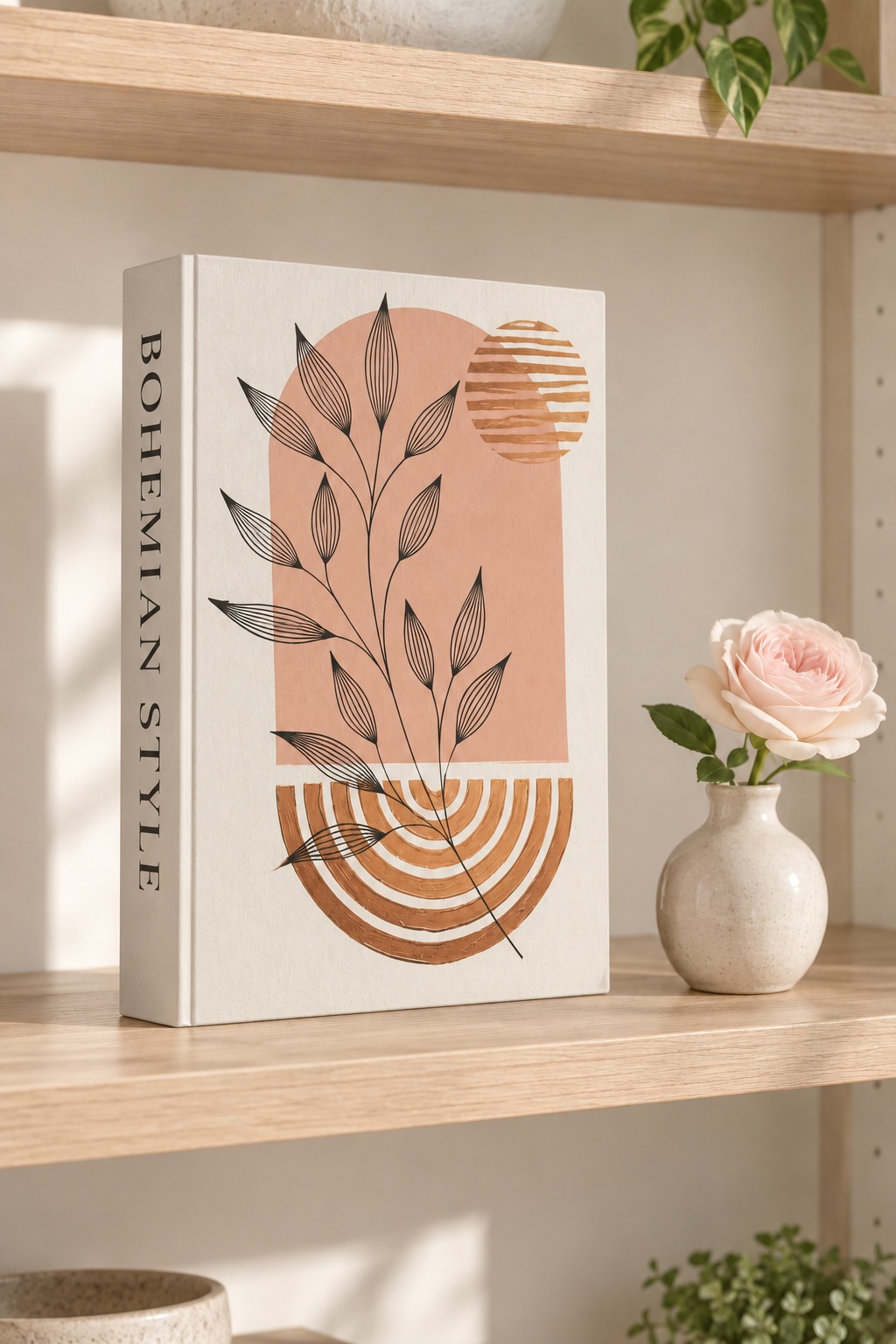 Kitap Görünümlü Dekoratif Obje - Şık Kapak Tasarımlı Sehpa ve Kitaplık Süsü 27 x 18 x 5 cm Bohem