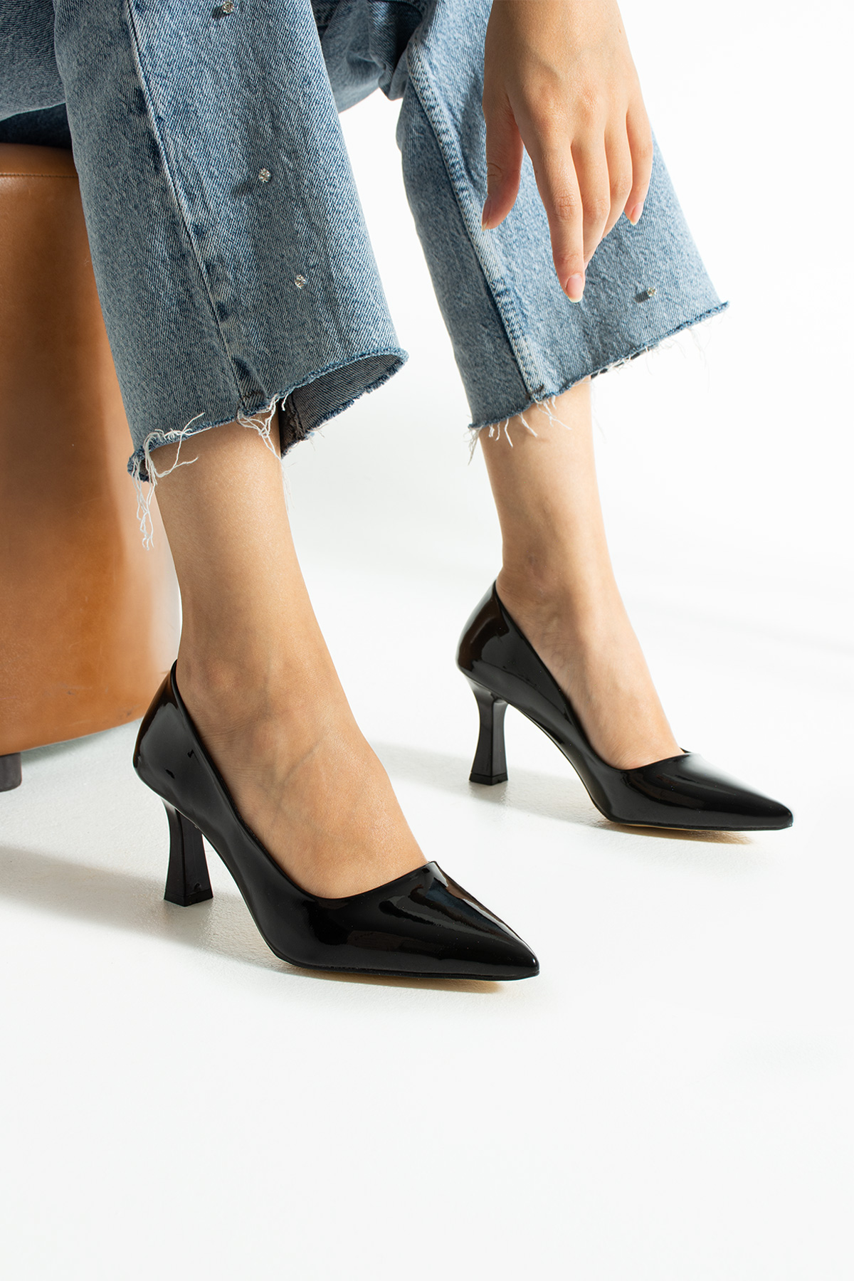 Klasik Kadın Stiletto Ayakkabı Rugan Siyah