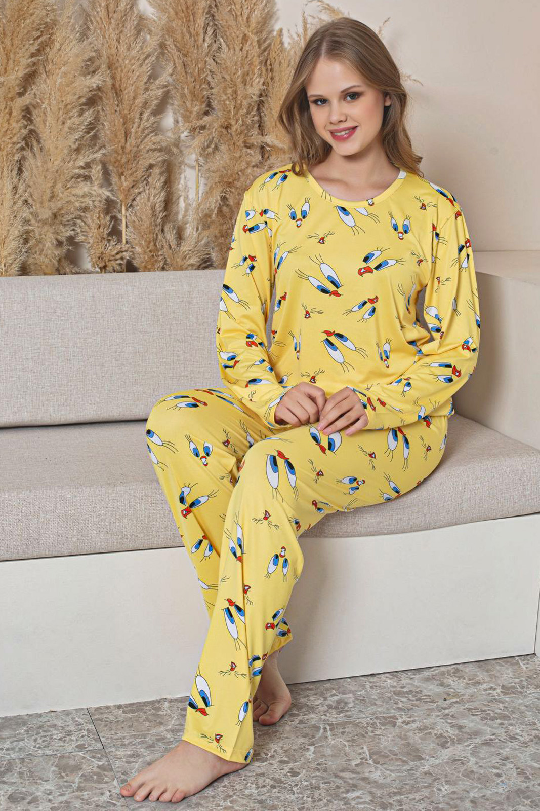 Kadın Milan Uzun Kollu Baskılı Pijama Takımı Tweety