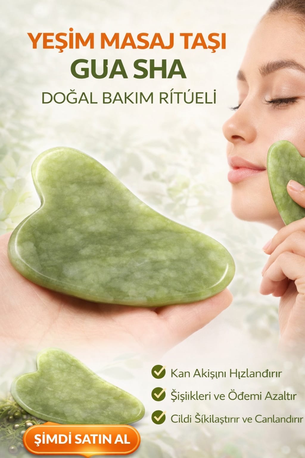 Doğal Yeşim Taşı Yüz Makyajı Yeşil
